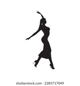 A nice dancing girl silhouette illustration.
