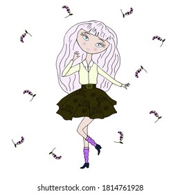 Nice dancing girl. Vector illustration.