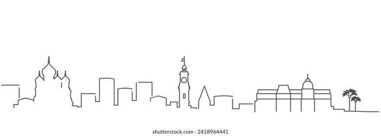 Nice Dark Line Simple Minimalist Skyline With White Background