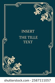 Nice decorative motif, stylize lace pattern. Deep green. Border. Used for decoration, cards, embroidery patterns, printing, book cover. 