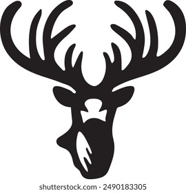 Bonito logotipo de cabeza de ciervo con siluetas de fondo blanco. Error del ilustrador
