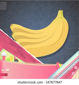 Nice design with bananas on vintage background. Vector design. 