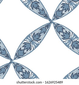 A nice diamond blue and white design based on an antique quilt pattern. Beautiful blue and white vector design for products or background. 