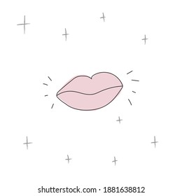 Bonita ilustración de labios rosados en vector.