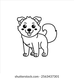 Nice dog line art for kids coloring book vector art illustration.