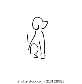 NICE DOG PET ICON BLACK AND WHITE DRAWING