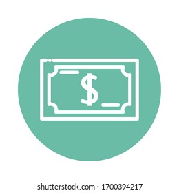 netter Dollarblock und Vektorillustration-Design im Flachstil