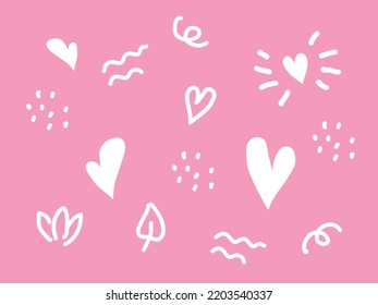 Nice doodle pattern for girl. Elements wave, dot, star, Heart for children overlay set. 
Baby photo album elements. Vector illustration on isolated background.
