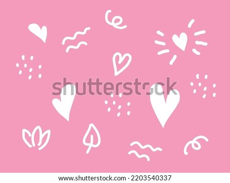 Nice doodle pattern for girl. Elements wave, dot, star, Heart for children overlay set. 
Baby photo album elements. Vector illustration on isolated background.
