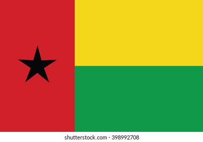 Nice drawing of amazing horizontal Guinea Bissau flag.