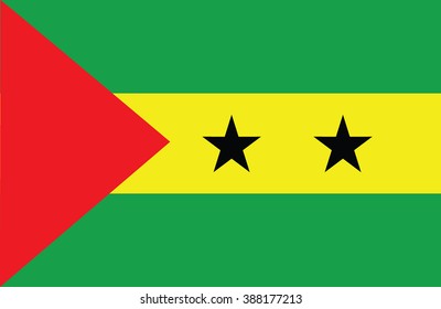 Nice drawing of amazing horizontal Sao Tome and Principe flag.