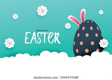 nice easter day banner in paper style design