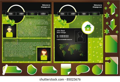 nice eco collection and design template for web site with a lot of sticker, banner, arrows, stars and water drops