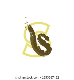 nice eels logo with letter s, vector illustrations