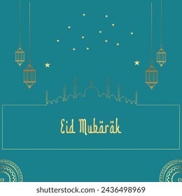  Nice Eid Mubarak Card With isolated calligraphy, Eps 10
