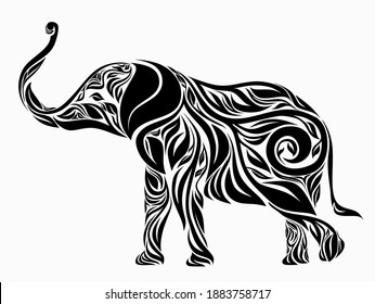 Nice Elephant Floral Ornament Decoration Vector. Elephant with flora decorative ornament. Good use for your tattoo, symbol, mascot, icon, or any design you want. Easy to use, edit or change color.