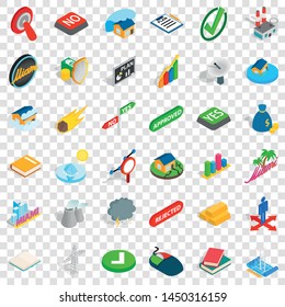 Nice emblem icons set. Isometric style of 36 nice emblem vector icons for web for any design