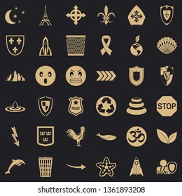 Nice emblem icons set. Simple style of 36 nice emblem vector icons for web for any design