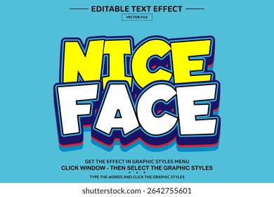 Nice face 3D editable text effect template