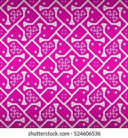 Nice fancy seamless pattern background in tribal style. Classic decor. Simple tessellated repeatable backdrop. Shining, symmetric design for wallpaper, curtain, textile or other purpose.