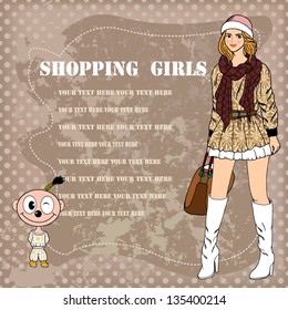 nice fashion girl ,background design ,vector