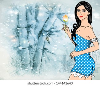 nice fashion girl design ,background vector