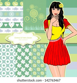 nice fashion girl design ,wallpaper ,wrapper, fabric design