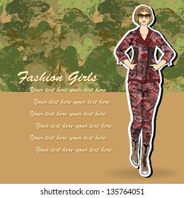 nice fashion girls ,background vector