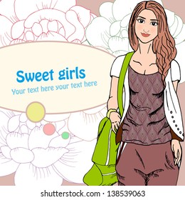 nice fashion girls design ,backgroud vector