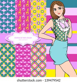 nice fashion girls design ,wallpaper, wrapper, fabric ,vector