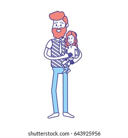 nice father carrying his daughter in the hands