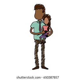 nice father carrying his daughter in the hands