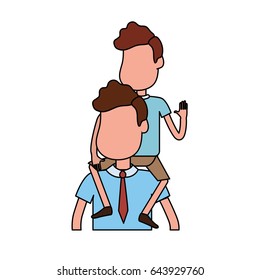 nice father carrying his son in the hands