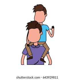 nice father carrying his son in the hands