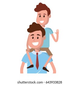 nice father carrying his son in the hands