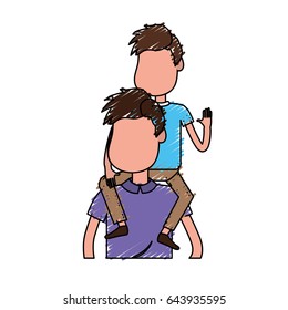nice father carrying his son in the hands