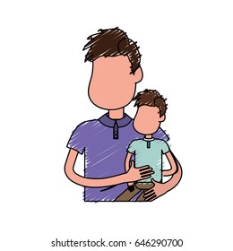 nice father carrying his son in the hands