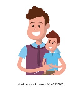 nice father carrying his son in the hands