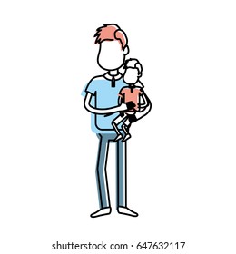 nice father carrying his son in the hands