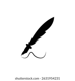 Nice feather pen silhouette vector art illustration.
