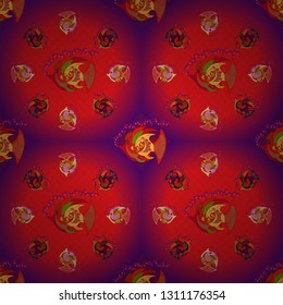 Nice fish in neutral, red and purple colors. Tropical fish, sea, aquarium fishes. Cute fish vector seamless pattern.