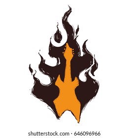 nice flames with electric guitar inside