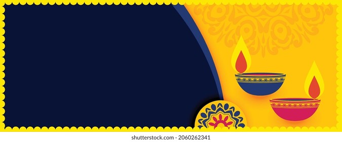 nice flat diwali web banner with text space