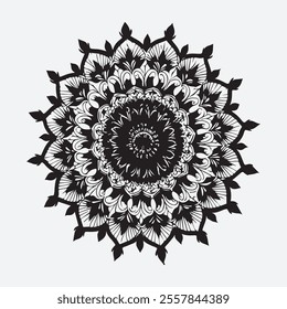 a nice flat white background black mandala