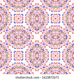 Nice floral design with curly colorful strokes and lace pattern in a white background.