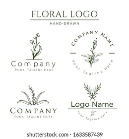 nice floral logo hand-drawn set