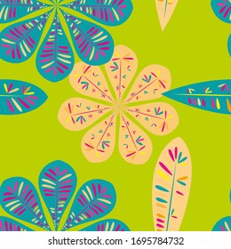 Nice floral pattern. Botanical seamless pattern.  Spring decoration. Vector illustration isolated. Abstract vector background. 