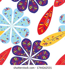 Nice floral pattern. Botanical seamless pattern.  Spring decoration. Vector illustration isolated. Abstract vector background. 