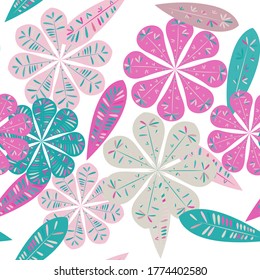 Nice floral pattern. Botanical seamless pattern.  Spring decoration. Vector illustration isolated. Abstract vector background. 