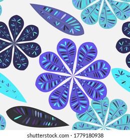 Nice floral pattern. Botanical seamless pattern.  Spring decoration. Vector illustration isolated. Abstract vector background. 